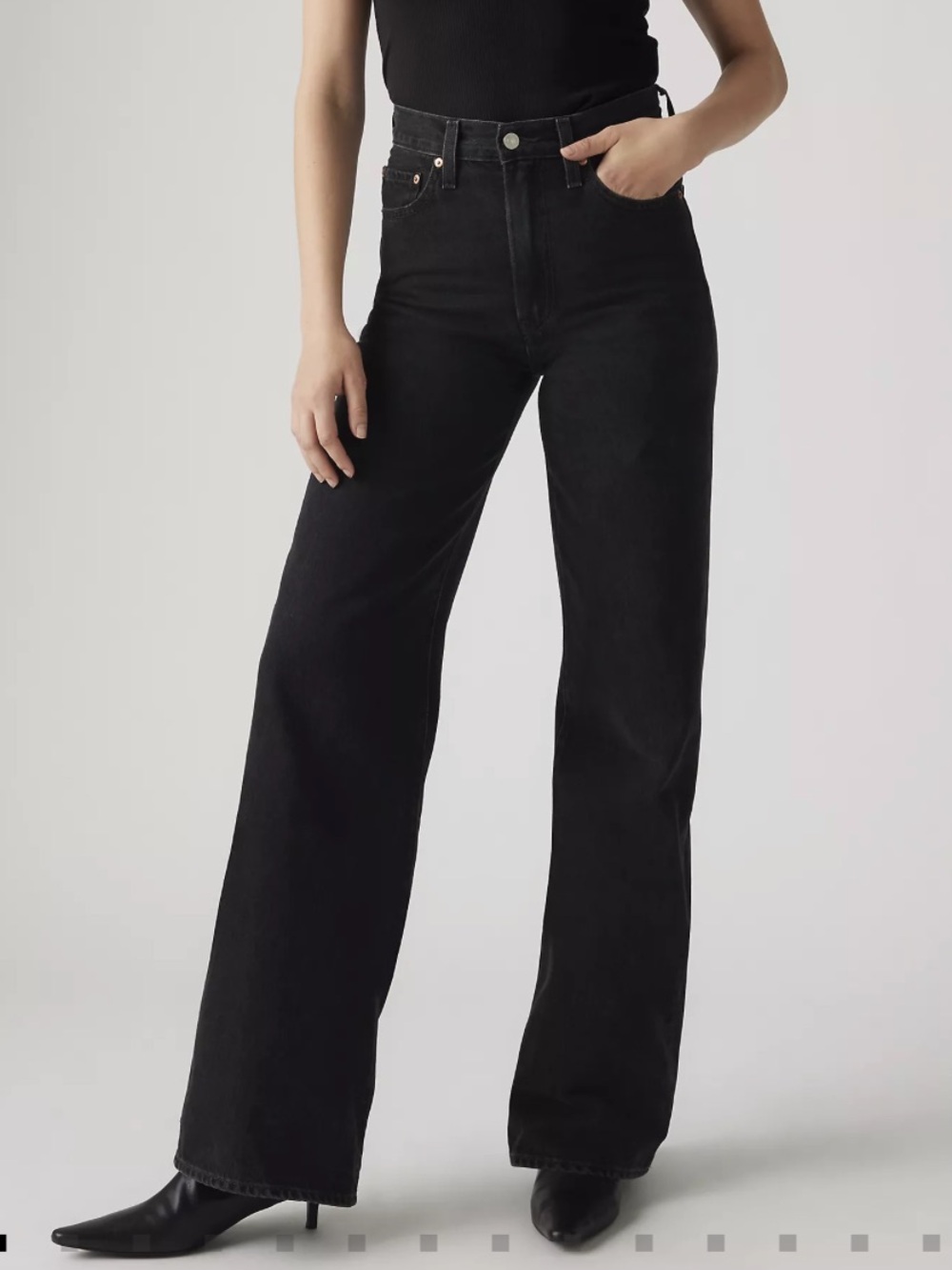 Levi’s Premium Ribcage Wide Leg Jean Black 26x32